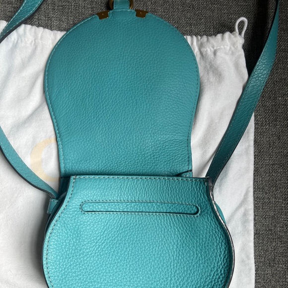 Chloe Light Blue Leather Mini Marcie Crossbody Bag Turquoise Summer Bag - Picture 10 of 15